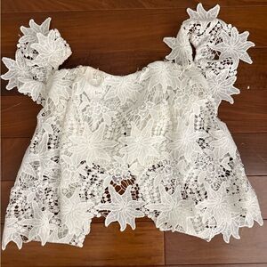 Astr White Floral Lace Camisole Crop Top